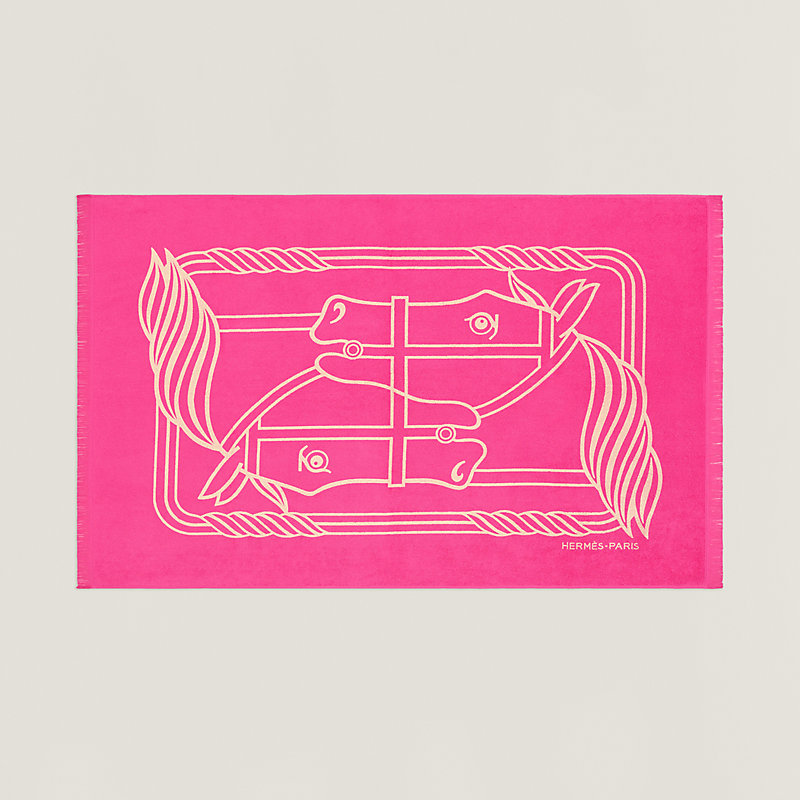 Yachting Tatoo Quadrige beach towel, small model - Pink | Hermès USA